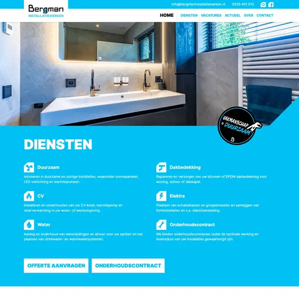 Desktopweergave van Bergman Installatiewerken